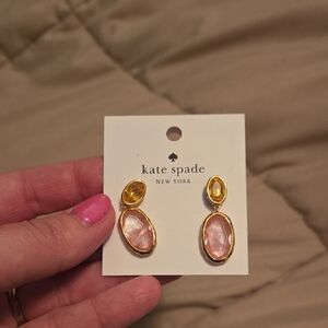 kate spade gold and pink drop earrings